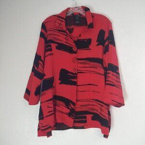 Ali Miles women's size M red and black artsy blouse